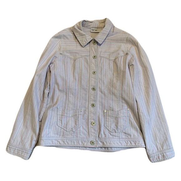 Lana Lee Striped Button-Up Jacket - Size M - Picture 1 of 6